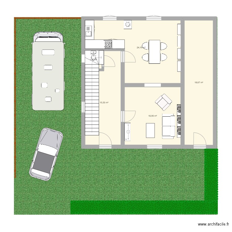 Maison Carignan. Plan de 5 pièces et 77 m2