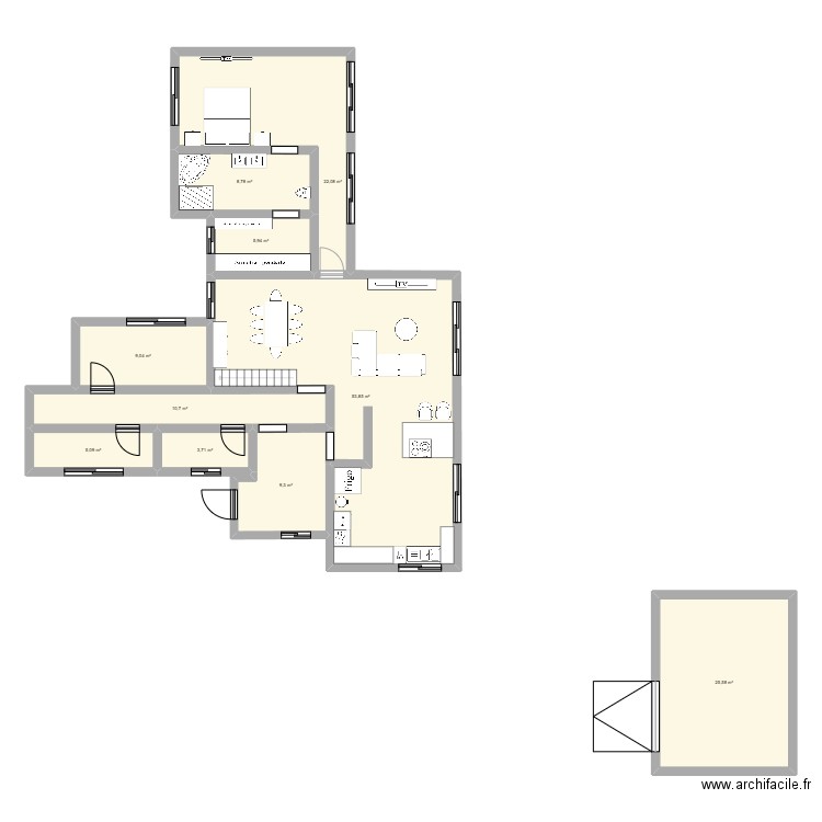 maion 2 dup. Plan de 10 pièces et 154 m2