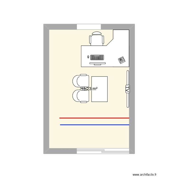 plan dd. Plan de 1 pièce et 13 m2