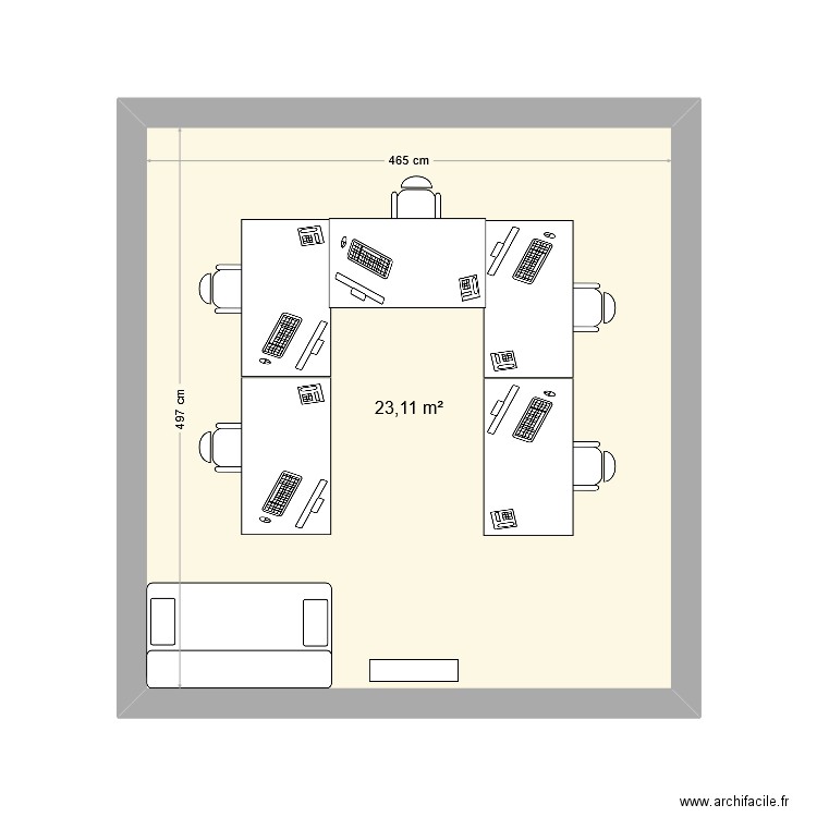 Bureau numérique. Plan de 1 pièce et 23 m2