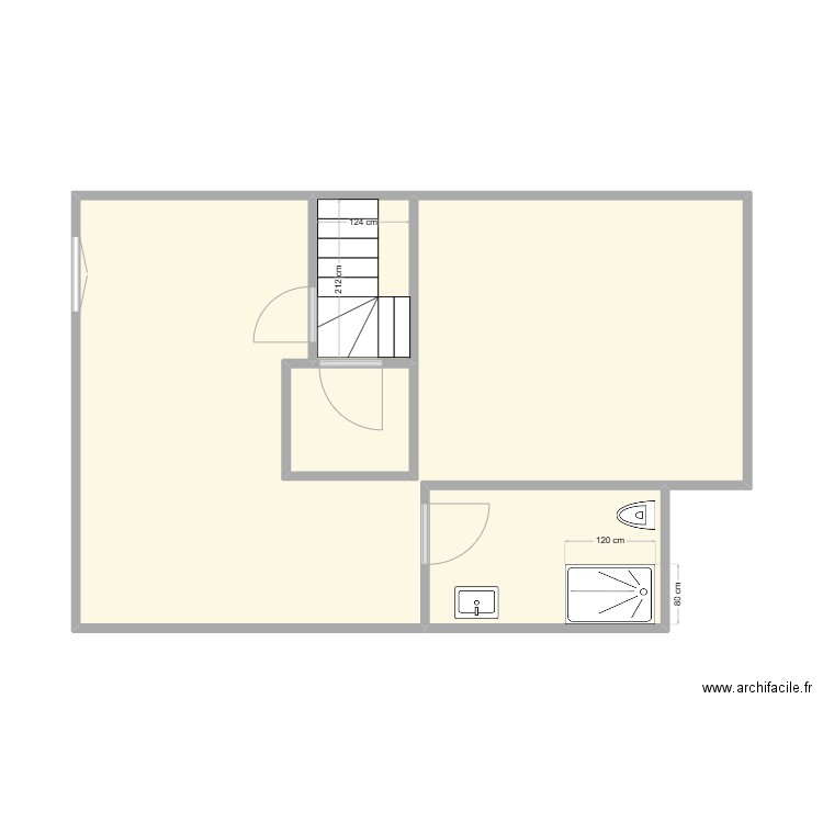 DUCREETTET COMBLES. Plan de 4 pièces et 46 m2