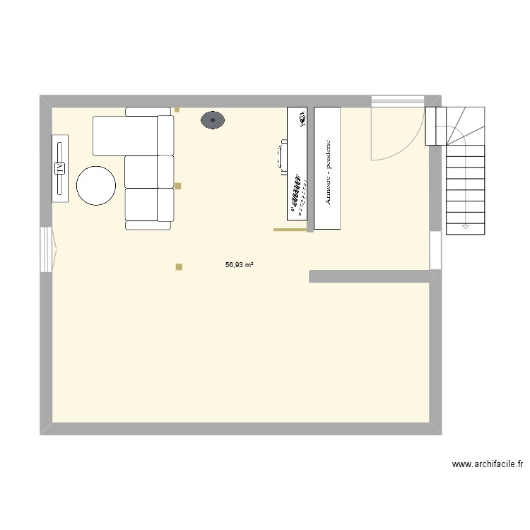 nouveau plan salon. Plan de 1 pièce et 57 m2