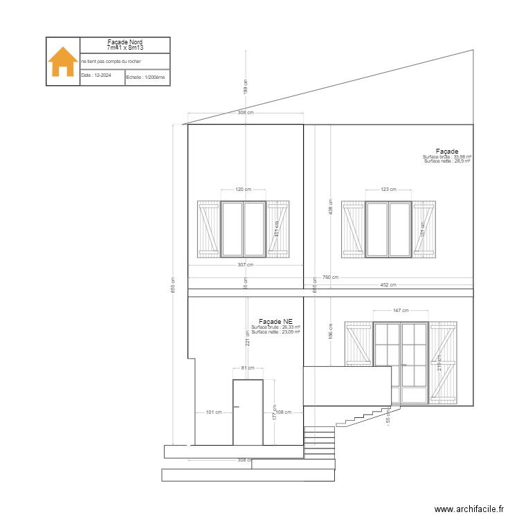 Façade Nord. Plan de 0 pièce et 0 m2