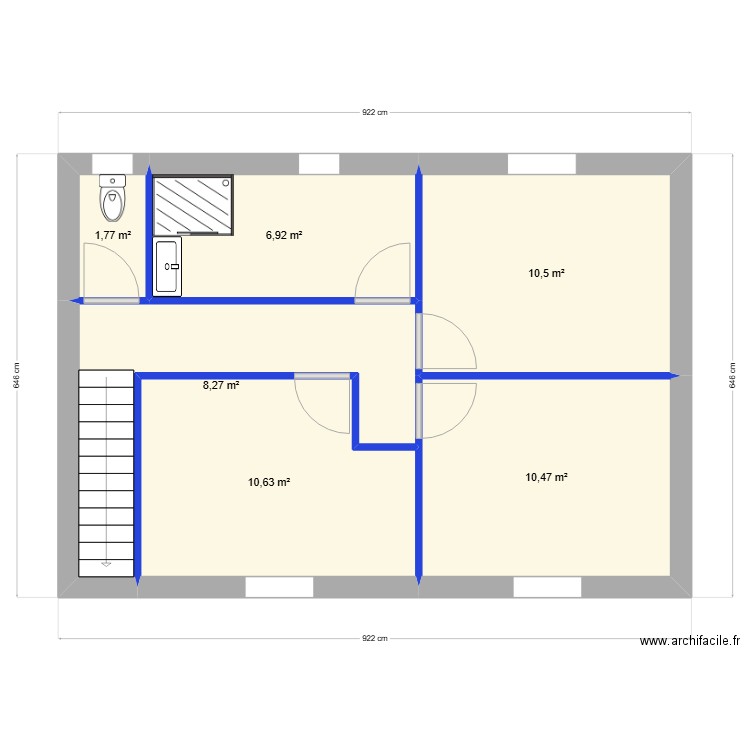 etage Leyrieux. Plan de 6 pièces et 49 m2