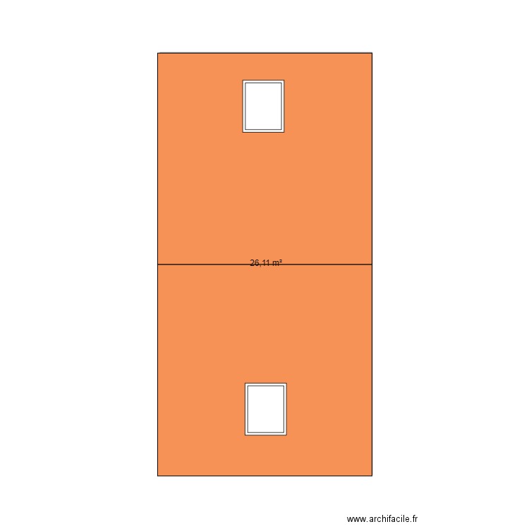 Plan nouveau. Plan de 1 pièce et 26 m2