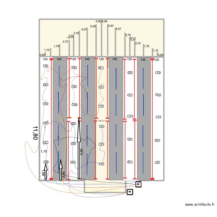 sala arriba 3. Plan de 3 pièces et 182 m2