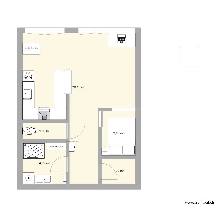 Plan AC Bobigny. Plan de 5 pièces et 41 m2