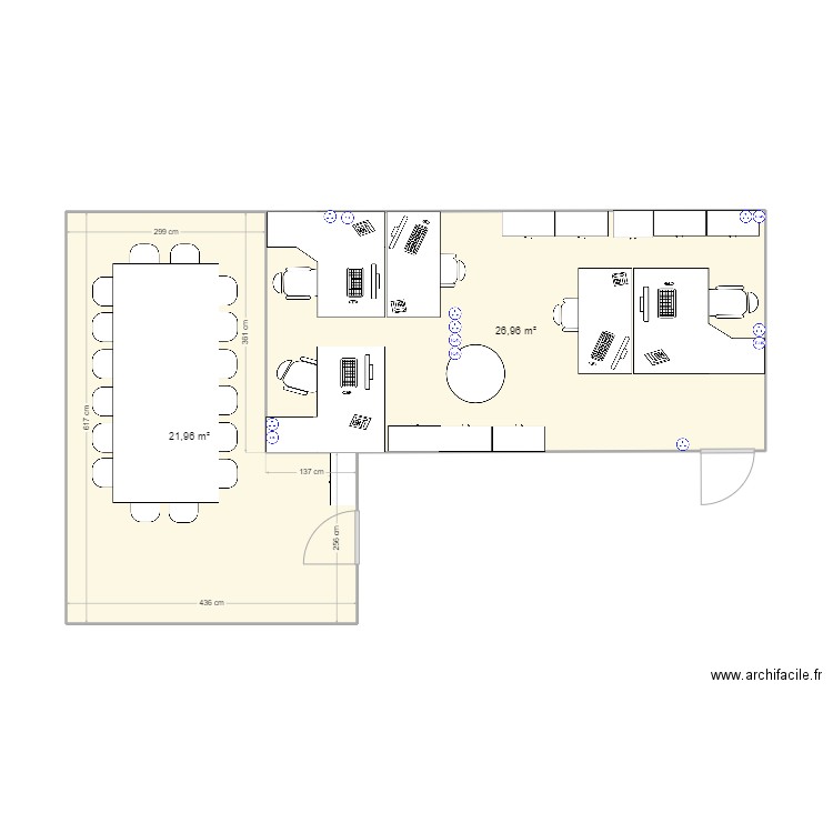 ESPACE DE TRAVAIL  2. Plan de 2 pièces et 49 m2