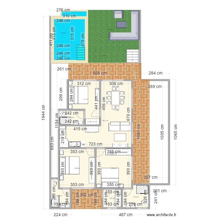 BANGRAK1 BEACH MODIF. Plan de 18 pièces et 222 m2