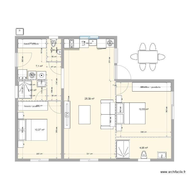 caniquit 26. Plan de 7 pièces et 64 m2