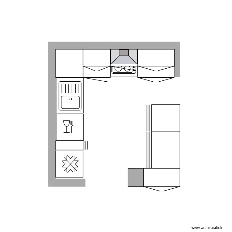 Cuisine ouverte. Plan de 0 pièce et 0 m2