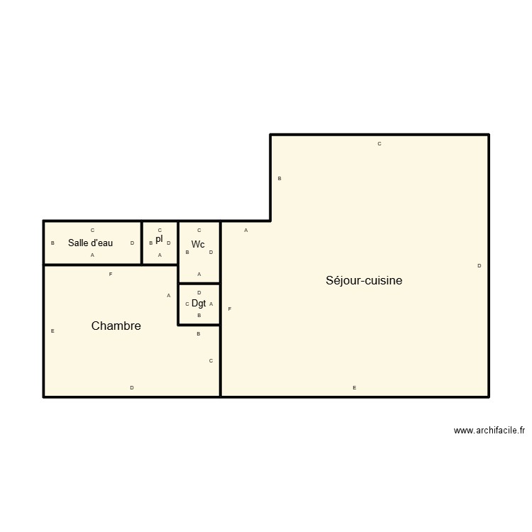 DOUARNENEZ LAHMADI. Plan de 6 pièces et 51 m2