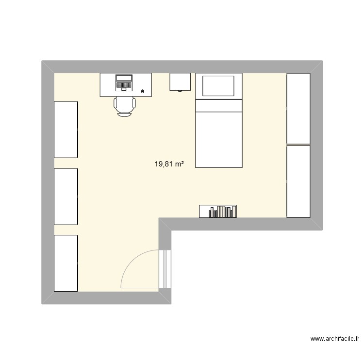 Chambre Corentin. Plan de 1 pièce et 20 m2