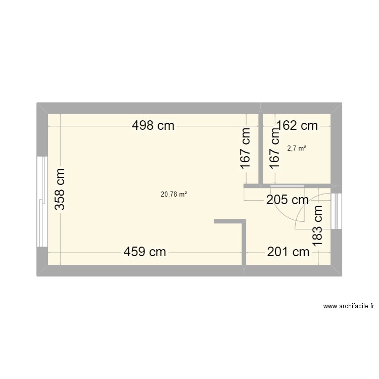 STUDIO Bolquere. Plan de 2 pièces et 23 m2