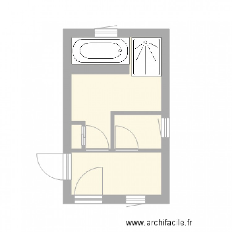 Salle de bain et wc appart haut - Plan dessiné par GRISOLE