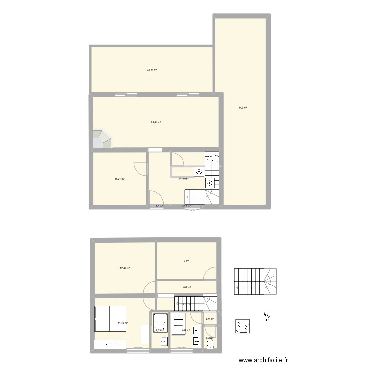 IGNY. Plan de 16 pièces et 156 m2