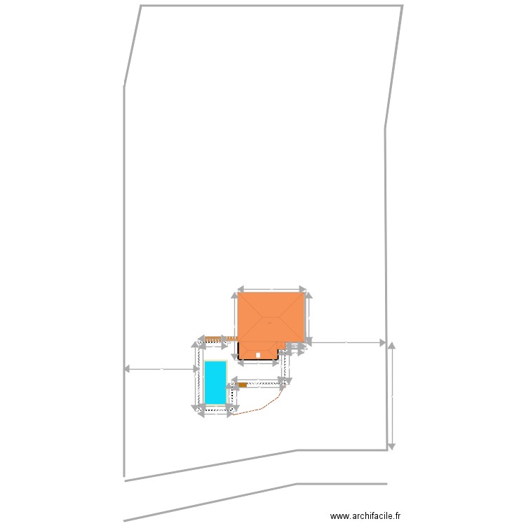 terrasse vu dessus avec toits. Plan de 0 pièce et 0 m2