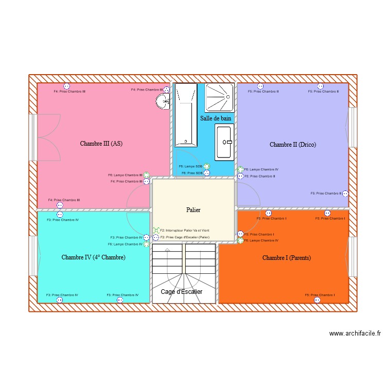 Plan Marcq - Etage. Plan de 7 pièces et 61 m2