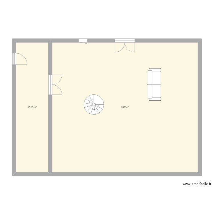 amenagement. Plan de 2 pièces et 115 m2