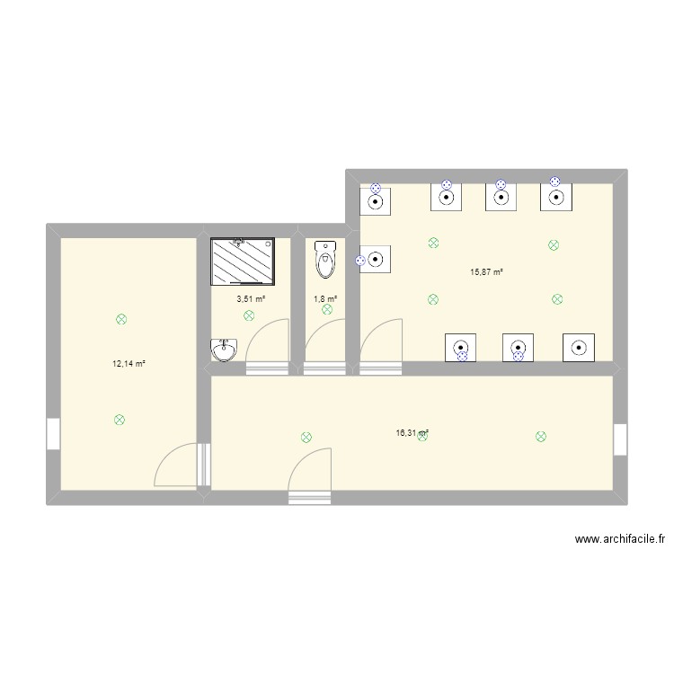 joal 3. Plan de 5 pièces et 50 m2