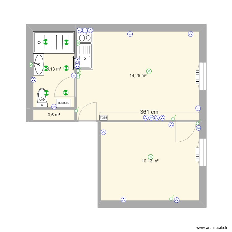 CLOUAIRE ETAGE1. Plan de 4 pièces et 29 m2