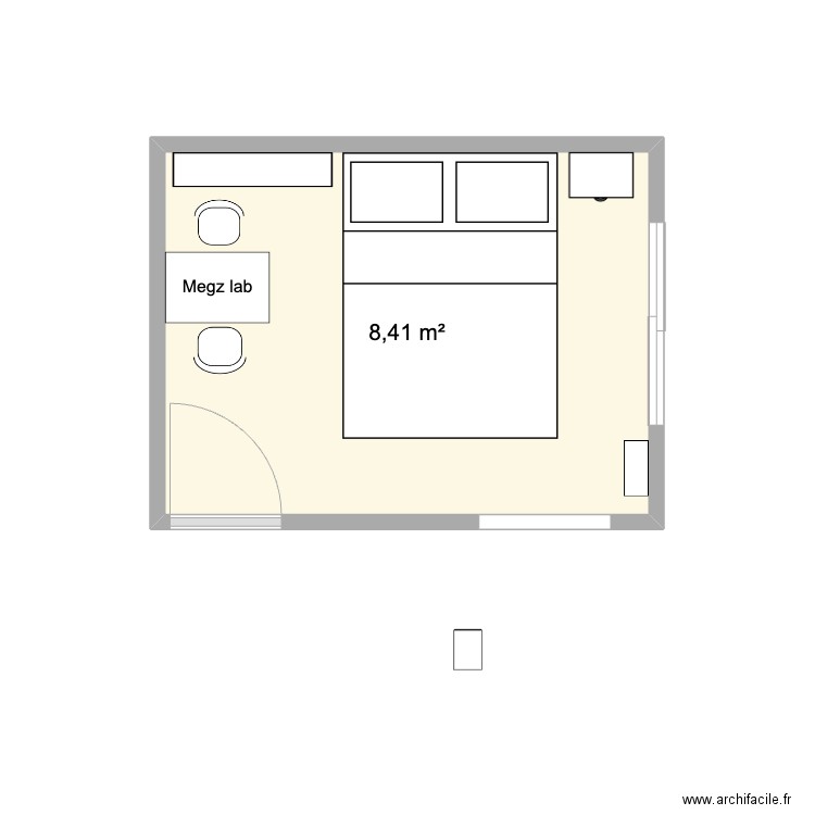 Chambre 1er. Plan de 1 pièce et 8 m2