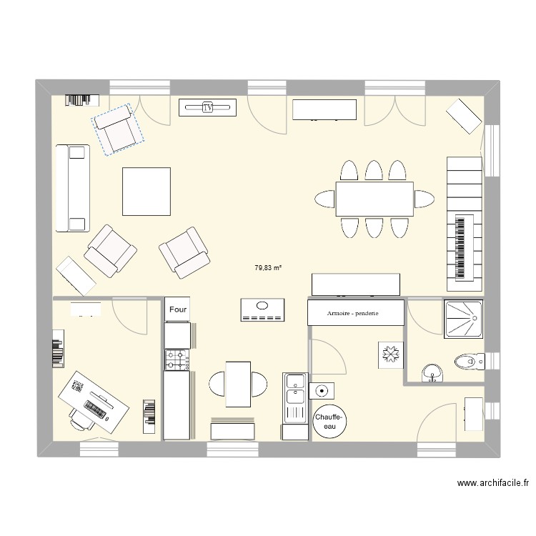 MAISON. Plan de 1 pièce et 80 m2