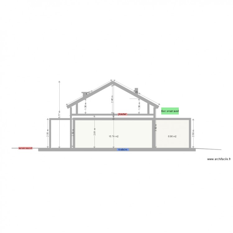 face avant nord. Plan de 0 pièce et 0 m2