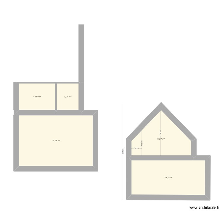 extension nord. Plan de 5 pièces et 50 m2