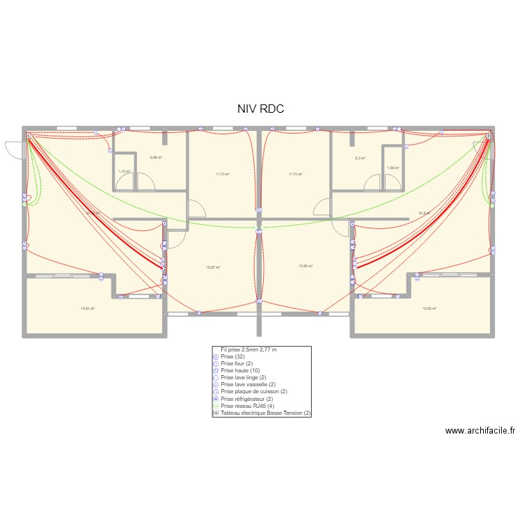 plan immeuble  / 4 lots  RDC PRISES. Plan de 12 pièces et 167 m2