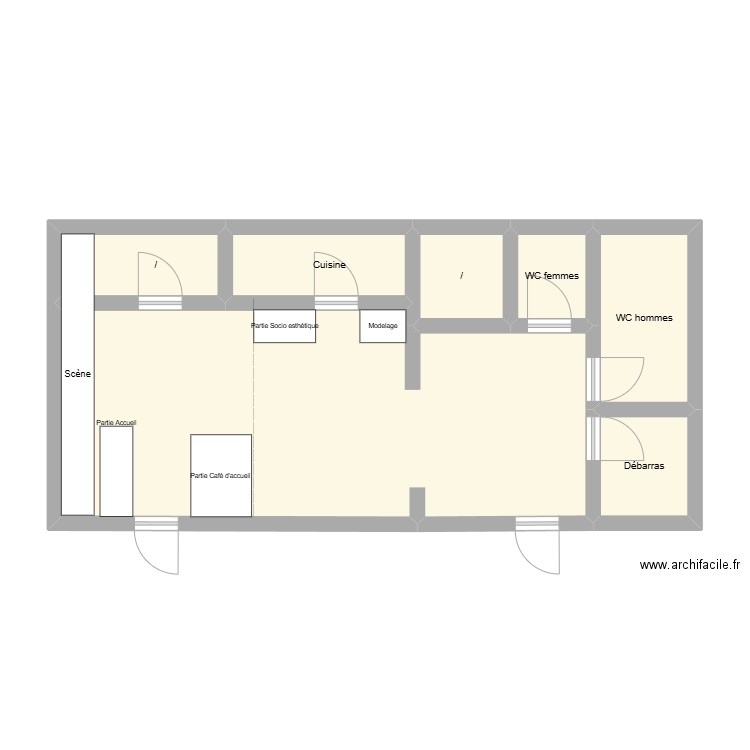 Plan de la salle. Plan de 7 pièces et 54 m2