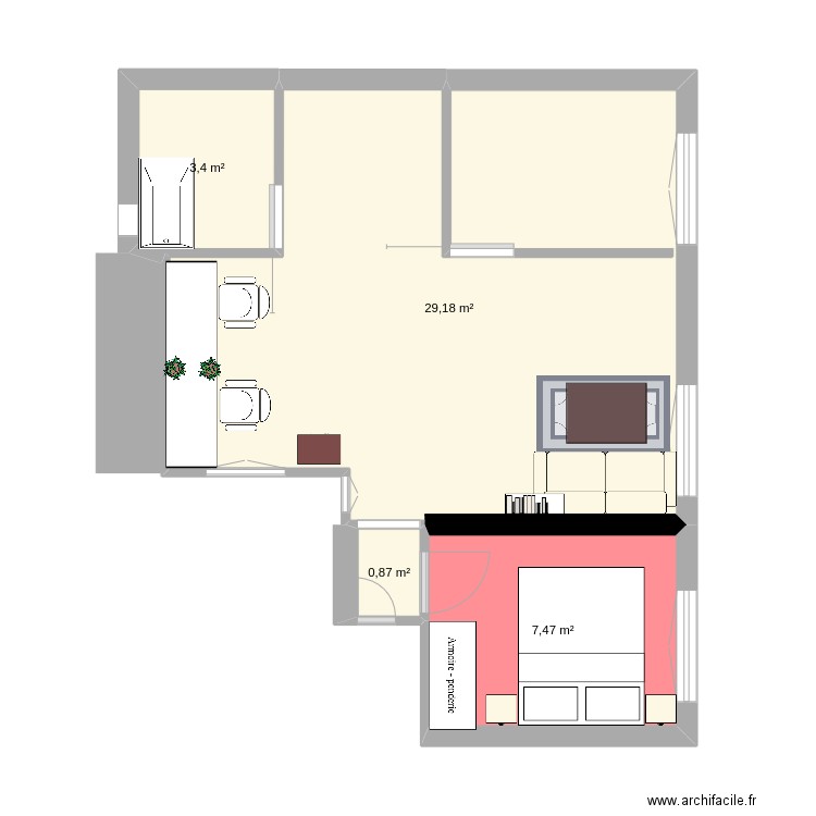 Terrier Mansardé - table haute. Plan de 0 pièce et 0 m2