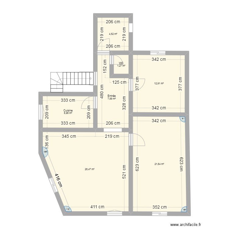 centre de soutien scolaire. Plan de 7 pièces et 82 m2