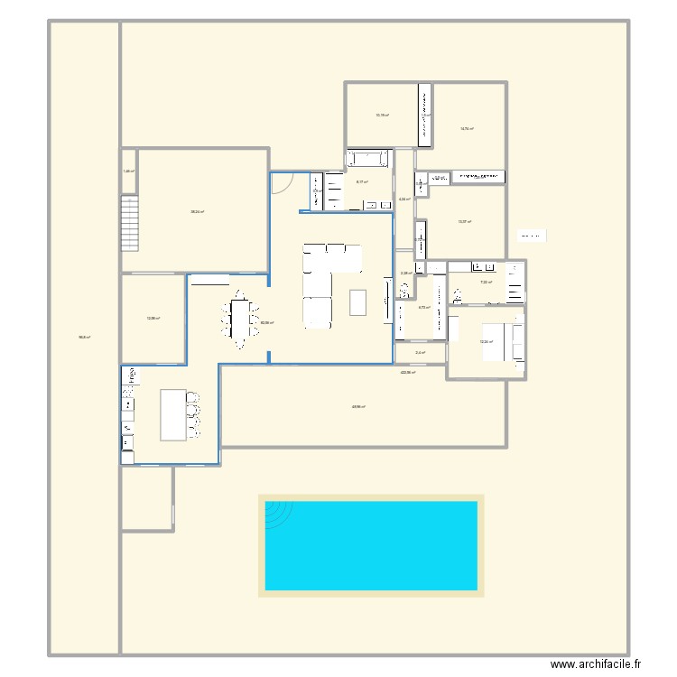 ruwz. Plan de 23 pièces et 790 m2