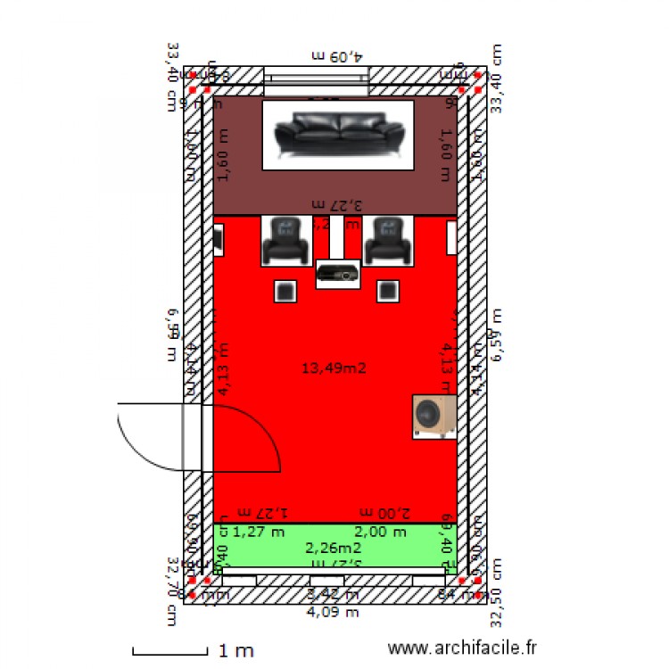 cine. Plan de 0 pièce et 0 m2