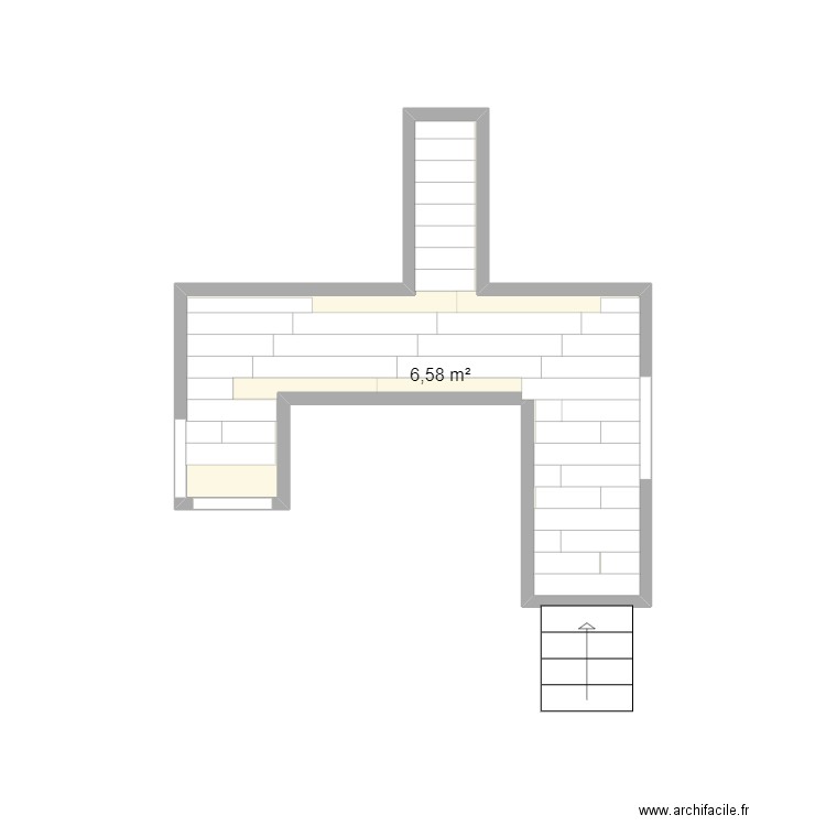 Etage . Plan de 1 pièce et 7 m2