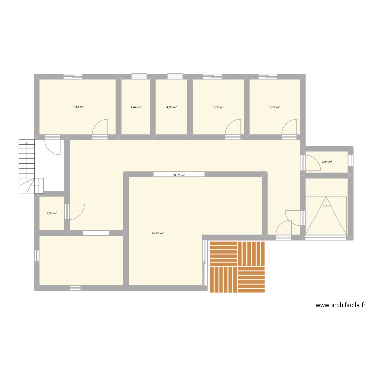 plan 2 yene. Plan de 10 pièces et 126 m2