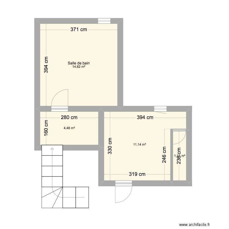 etage 1. Plan de 4 pièces et 32 m2