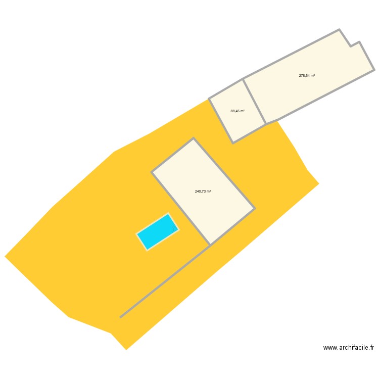 Plan de masse Piscine. Plan de 3 pièces et 608 m2