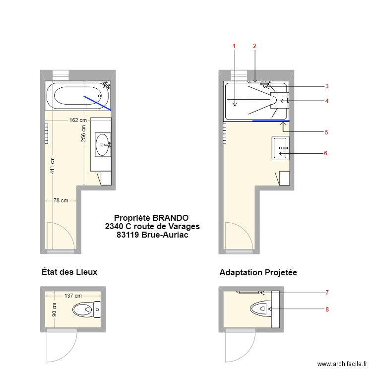 BRANDO. Plan de 4 pièces et 13 m2