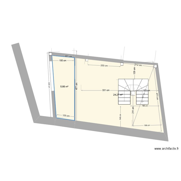 poules . Plan de 2 pièces et 30 m2