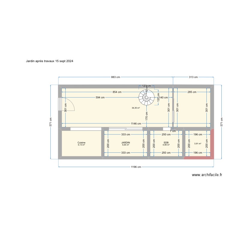 Agrandisement Etage 20 sept 2024. Plan de 5 pièces et 56 m2