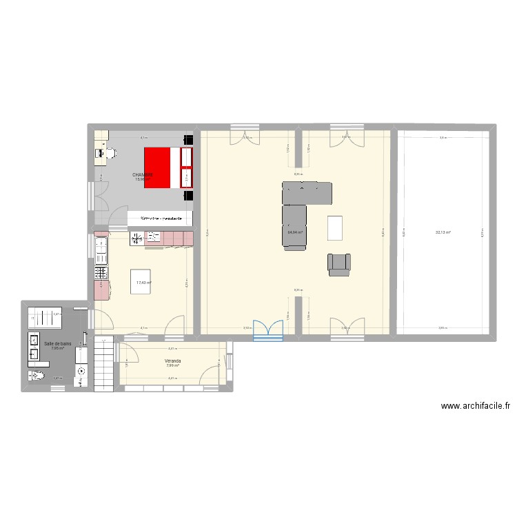 Les Berthomiers. Plan de 6 pièces et 146 m2