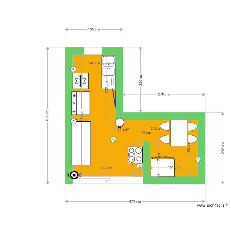 Cuisine . Plan de 0 pièce et 0 m2