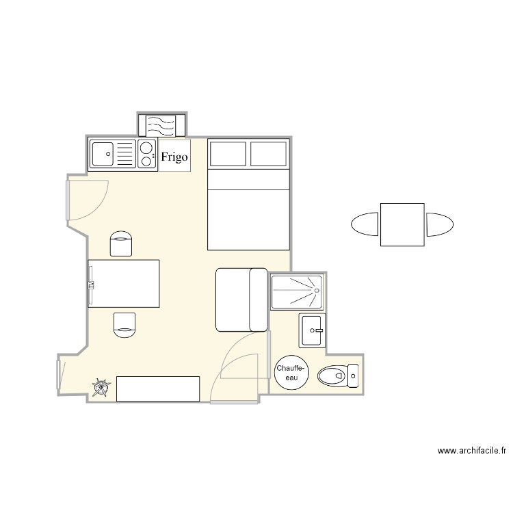 Studio. Plan de 0 pièce et 0 m2