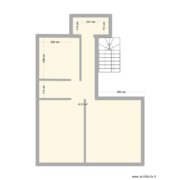 Paris 14 V1. Plan de 1 pièce et 42 m2