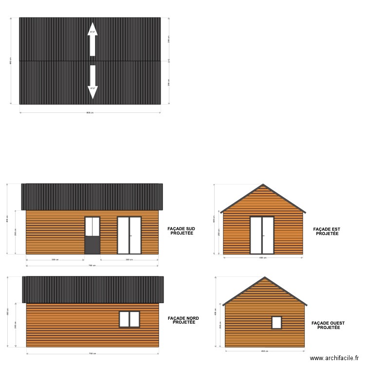 facade et toiture bis. Plan de 0 pièce et 0 m2