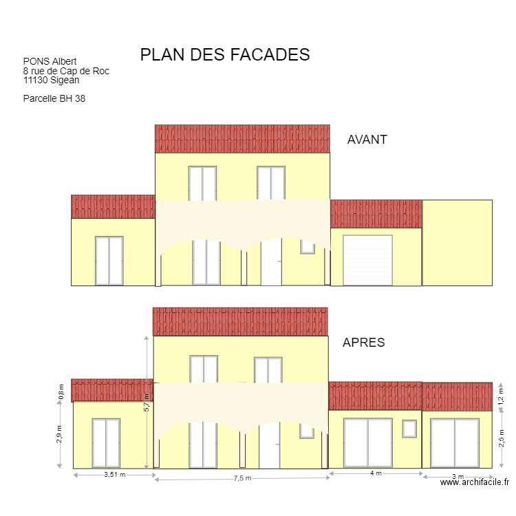 PLAN FACADES. Plan de 0 pièce et 0 m2