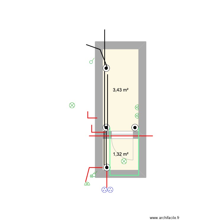 salle de bain WC. Plan de 2 pièces et 5 m2