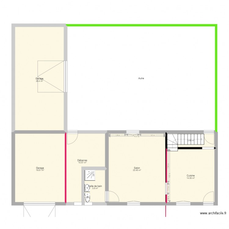 rdc initial . Plan de 0 pièce et 0 m2